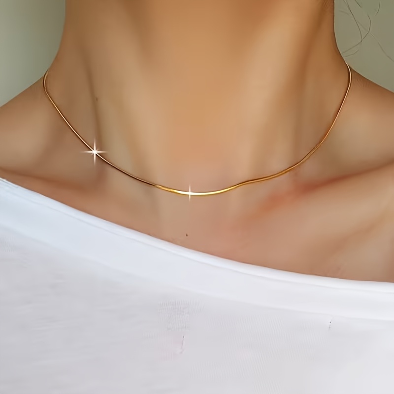 Women's Elegant 1.2mm Stainless Steel Snake Chain Necklace